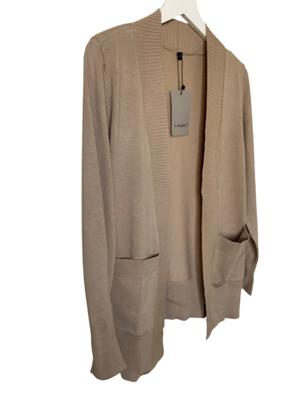 A.Jesdani Ribbed Open Front Cardigan With Pockets - Picture 2 of 5